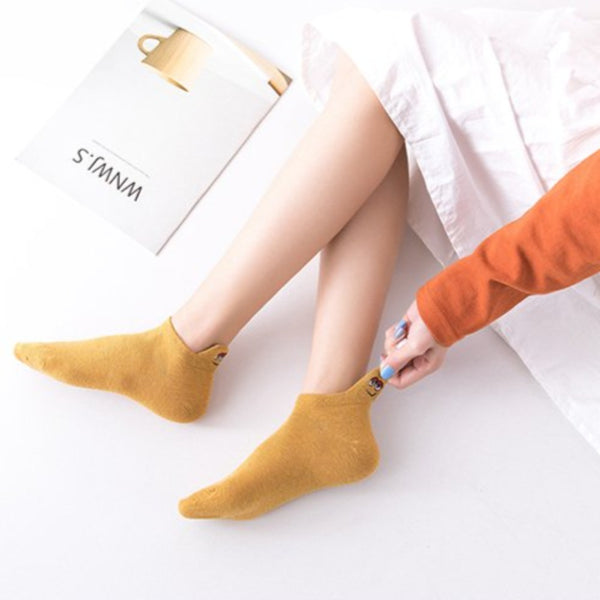 Ten-Pair Cotton Trainer Socks with Embroidered Character Details
