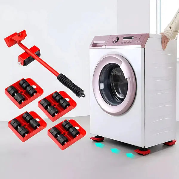 Furniture Lifter Set with Steel Lever and Four Wheeled Moving Pads