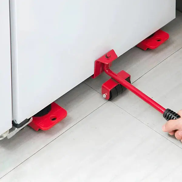 Furniture Lifter Set with Steel Lever and Four Wheeled Moving Pads