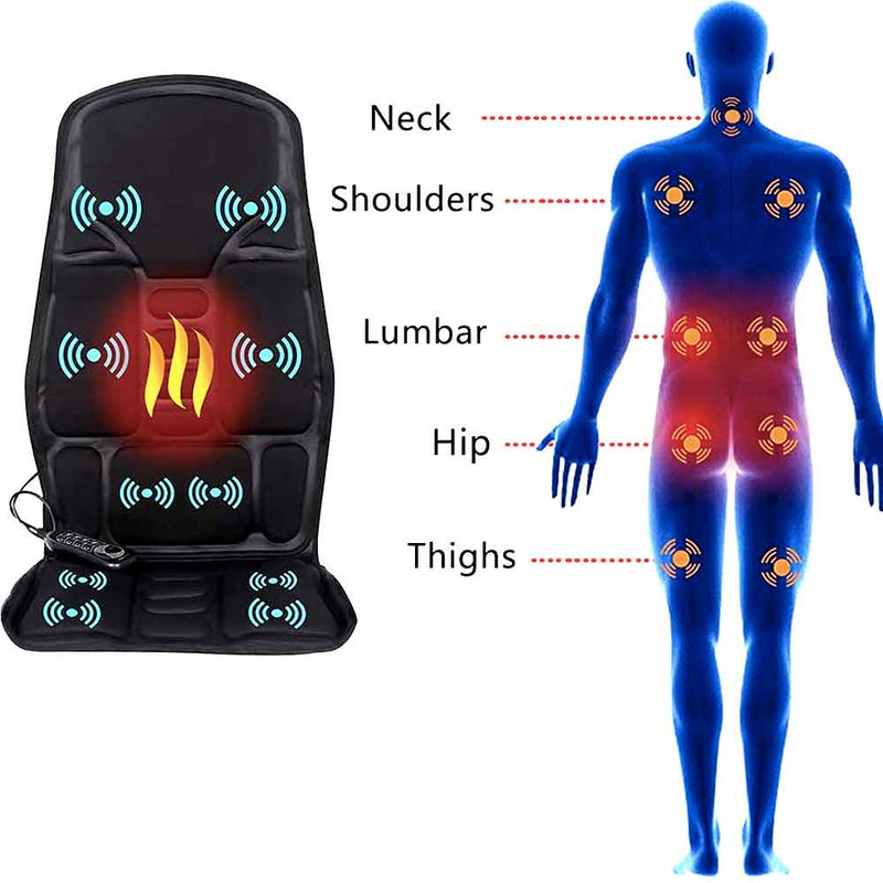 Eight-Mode Vibration Massage Seat Cushion with Heat for Home and Car