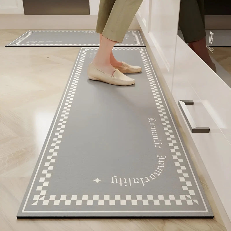 Cushioned PVC Kitchen Floor Mat with Foam Filling and Patterned Finish