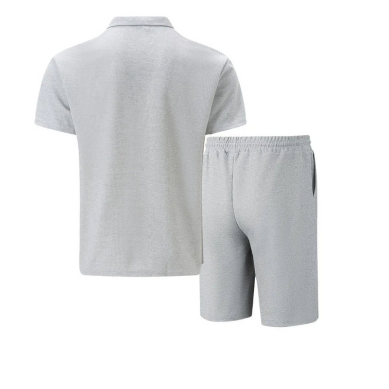 Men's Summer Set with Zip Collar Polo and Comfortable Shorts
