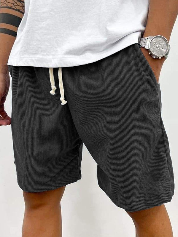 Men's Corduroy Stretch Shorts with Ribbed Texture and Comfortable Fit