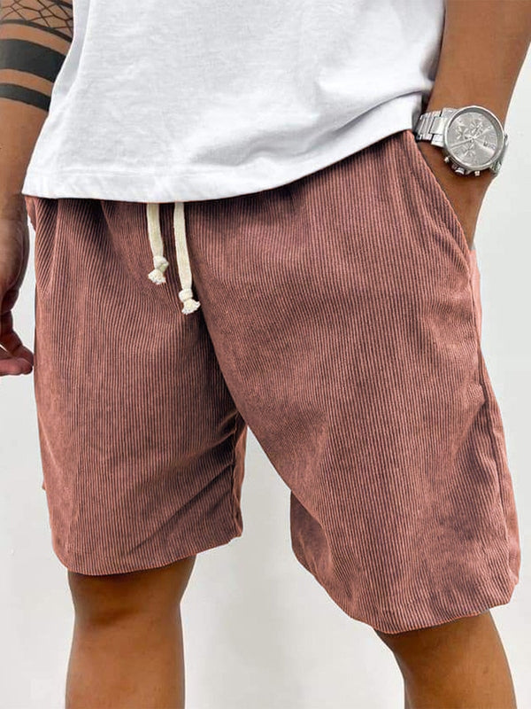 Men's Corduroy Stretch Shorts with Ribbed Texture and Comfortable Fit