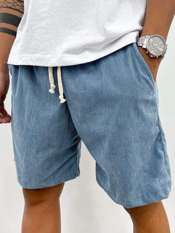 Men's Corduroy Stretch Shorts with Ribbed Texture and Comfortable Fit