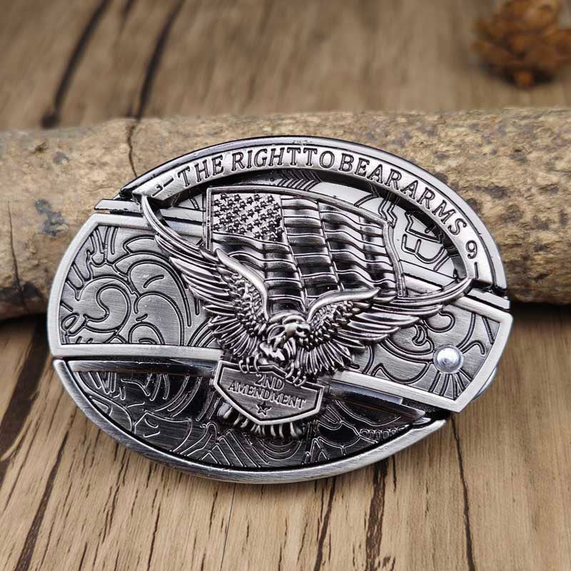 Western Oval Belt Buckle with Decorative Motif