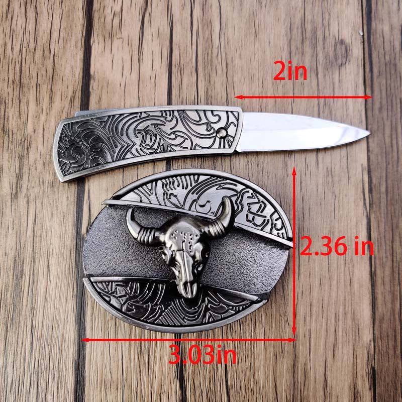 Western Oval Belt Buckle with Decorative Motif