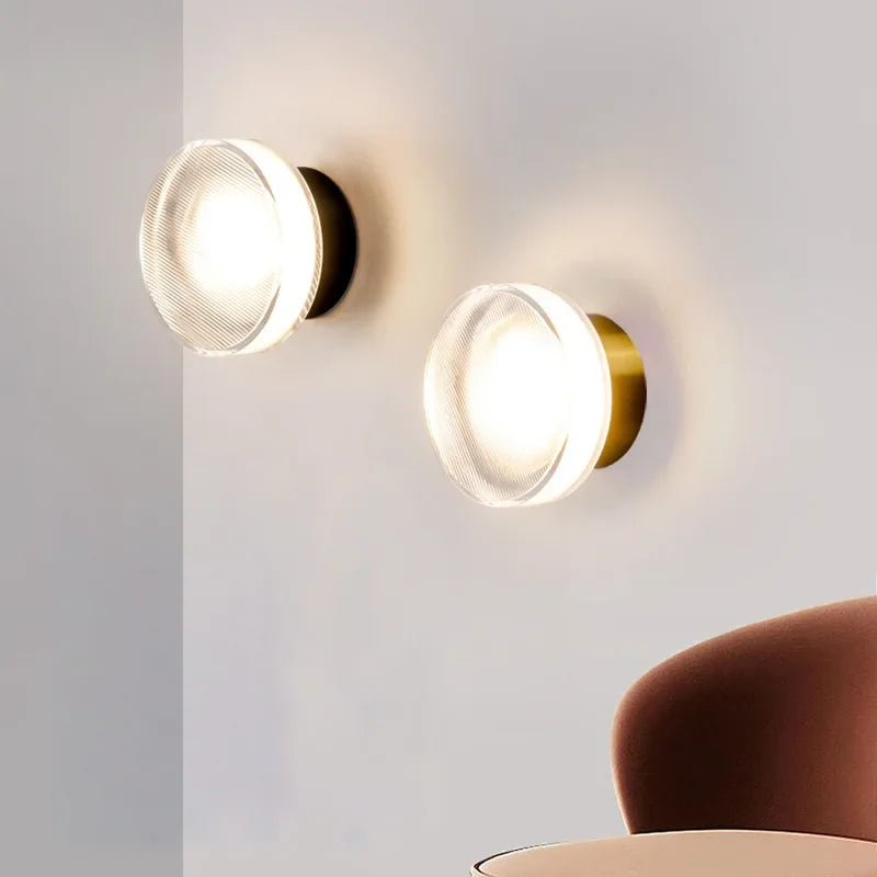 Modern Round Wall Lamp with LED Lighting for Stairs and Hallways