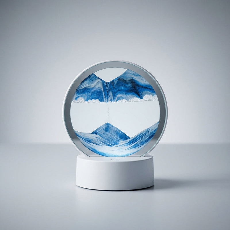 Moving Sand Art LED Table Lamp with Circular Glass Landscape Display
