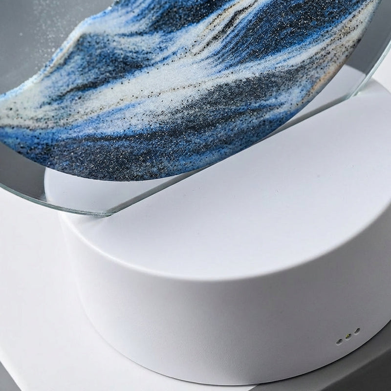 Moving Sand Art LED Table Lamp with Circular Glass Landscape Display