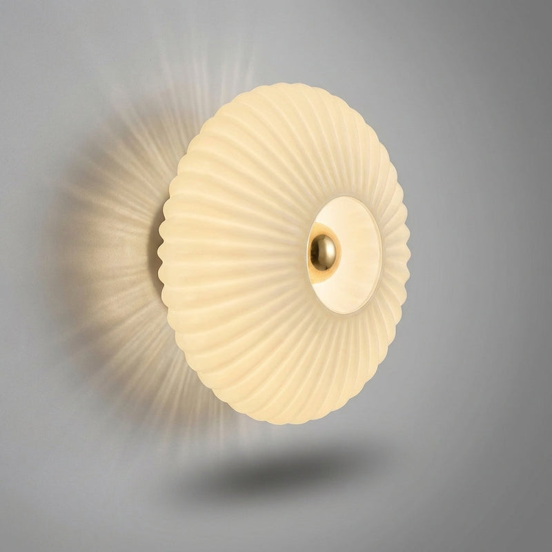 Sculpted Ribbed Glass Wall Light with Warm Ambient Glow