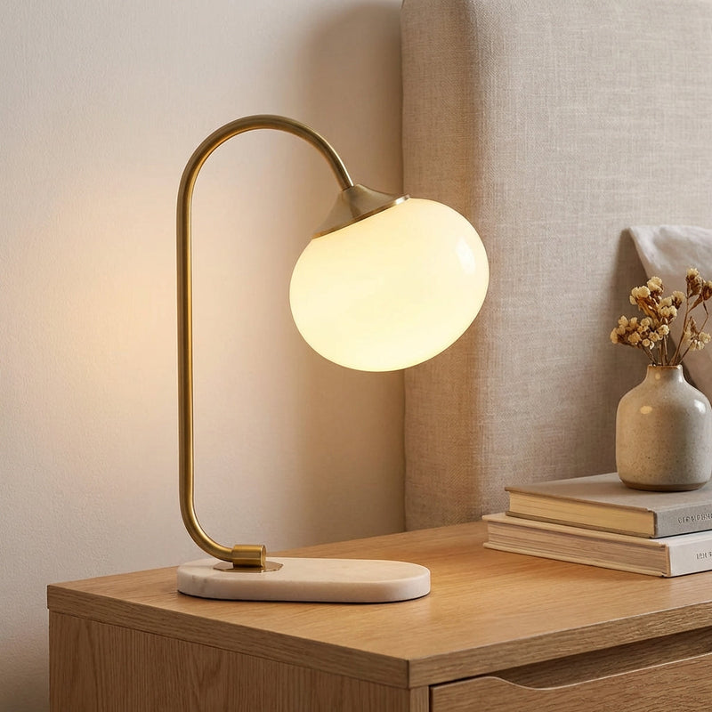Curved Glass Globe Table Lamp
