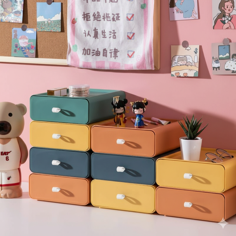 Stackable Storage Boxes with Drawer for Stylish and Organised Storage