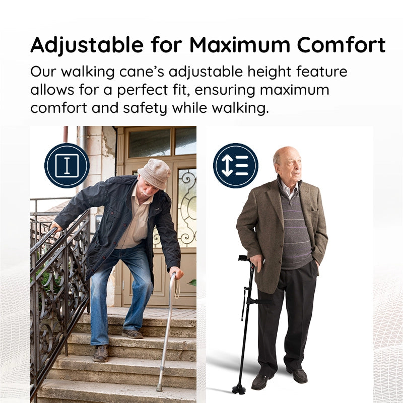 Foldable Walking Stick with LED Lighting and Non-Slip Foot for Stability