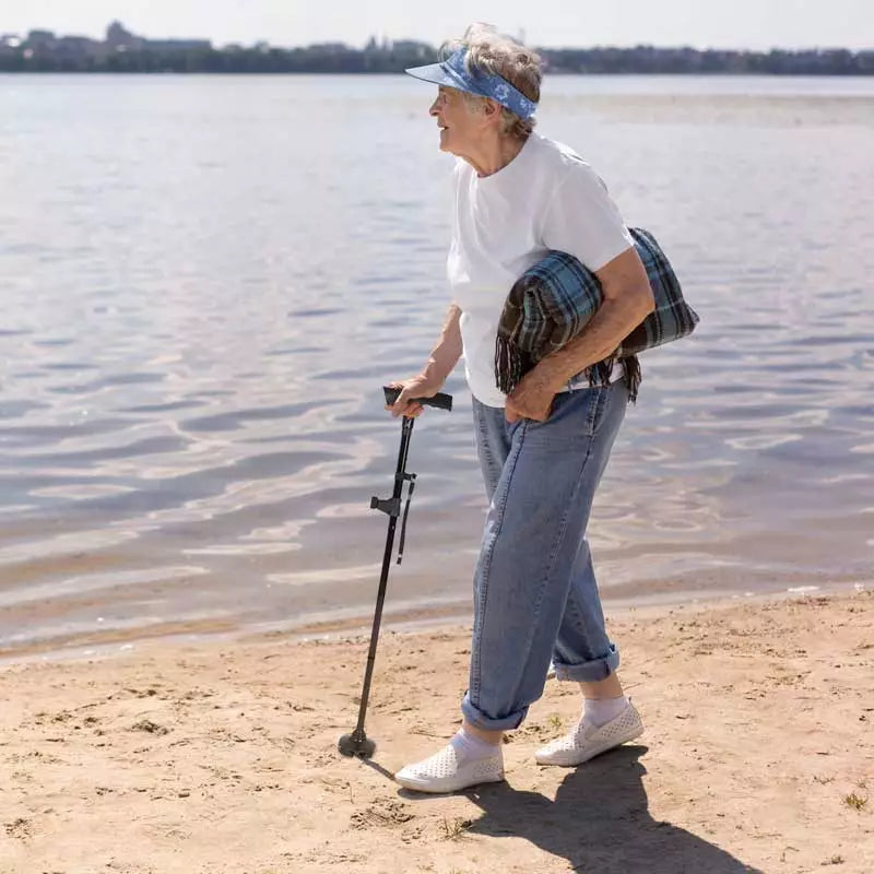 Foldable Walking Stick with LED Lighting and Non-Slip Foot for Stability