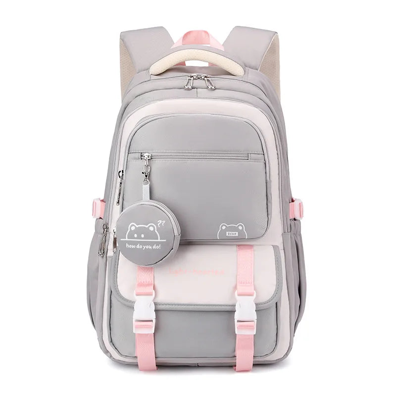 Backpack in Oxford Fabric with Pockets and Detachable Pouch