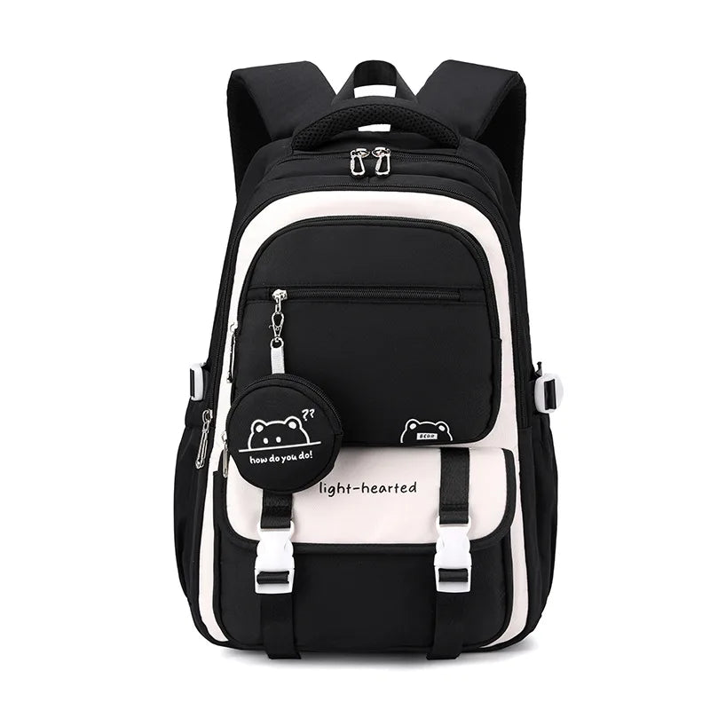 Backpack in Oxford Fabric with Pockets and Detachable Pouch