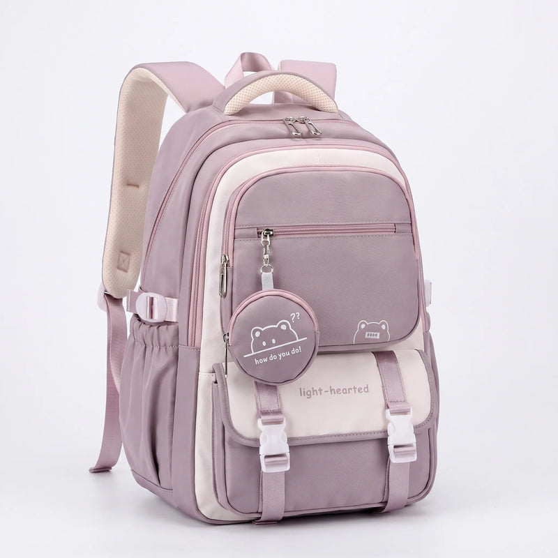 Backpack in Oxford Fabric with Pockets and Detachable Pouch