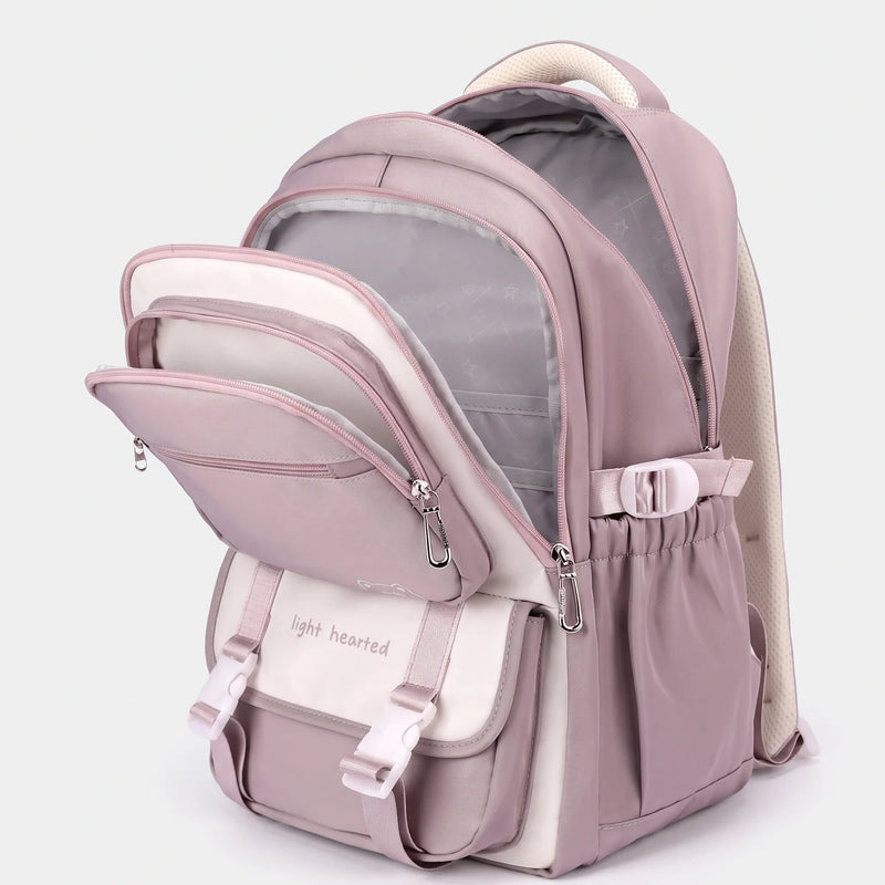 Backpack in Oxford Fabric with Pockets and Detachable Pouch