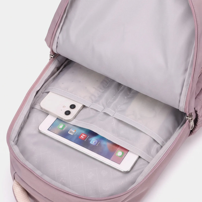 Backpack in Oxford Fabric with Pockets and Detachable Pouch