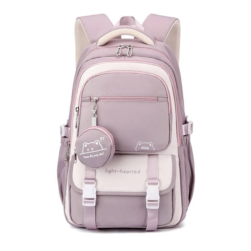 Backpack in Oxford Fabric with Pockets and Detachable Pouch