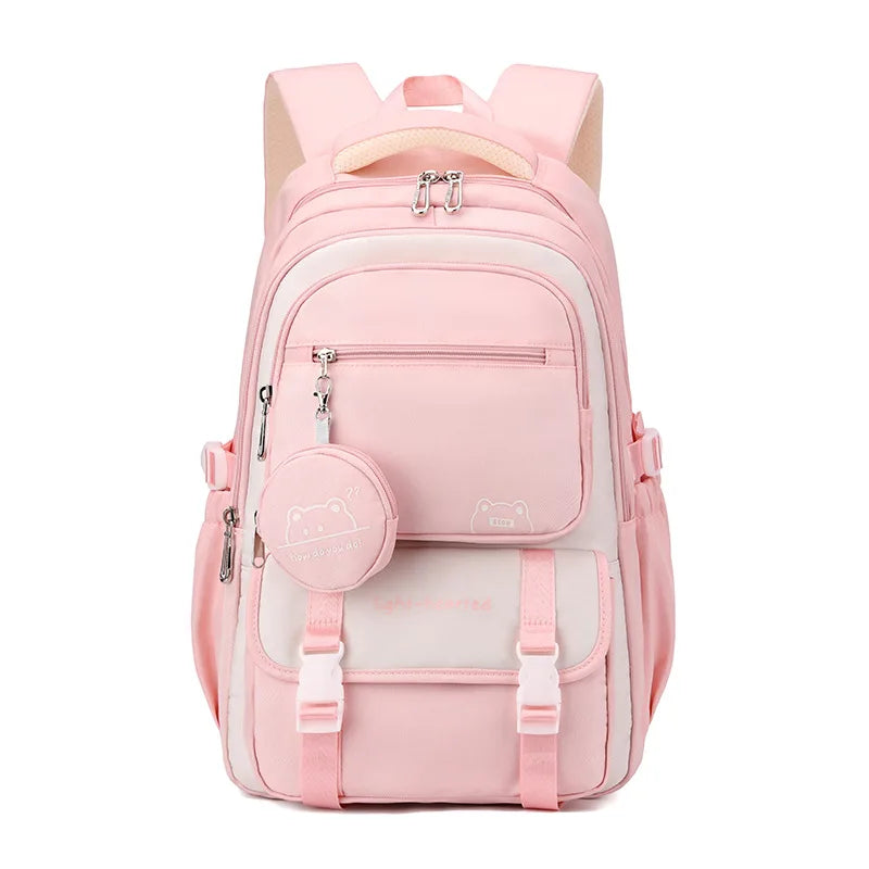 Backpack in Oxford Fabric with Pockets and Detachable Pouch