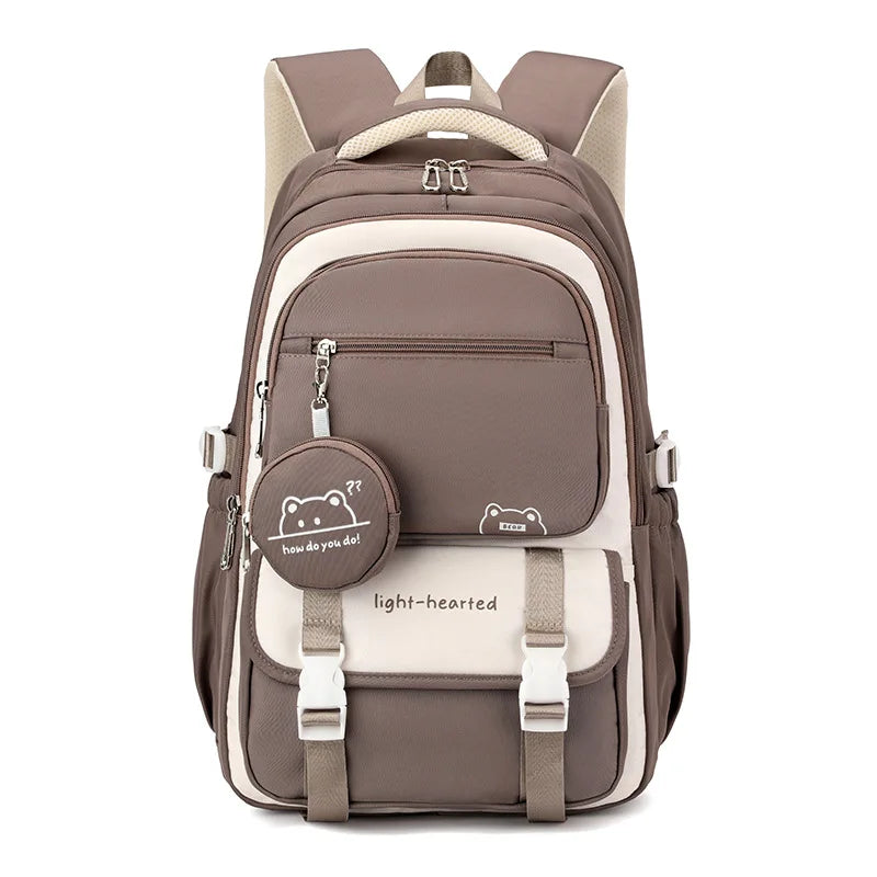 Backpack in Oxford Fabric with Pockets and Detachable Pouch