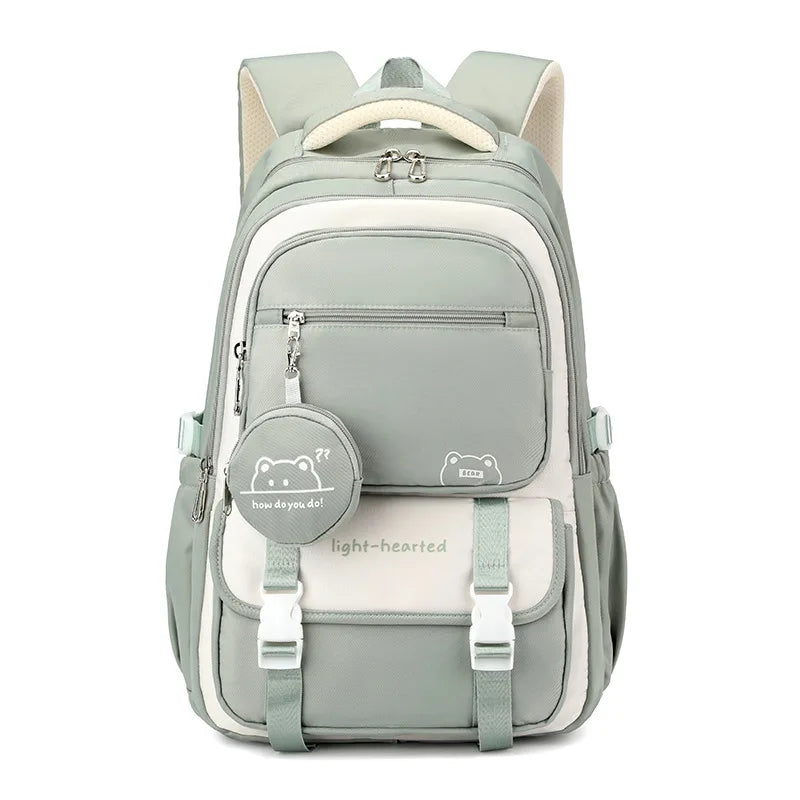 Backpack in Oxford Fabric with Pockets and Detachable Pouch