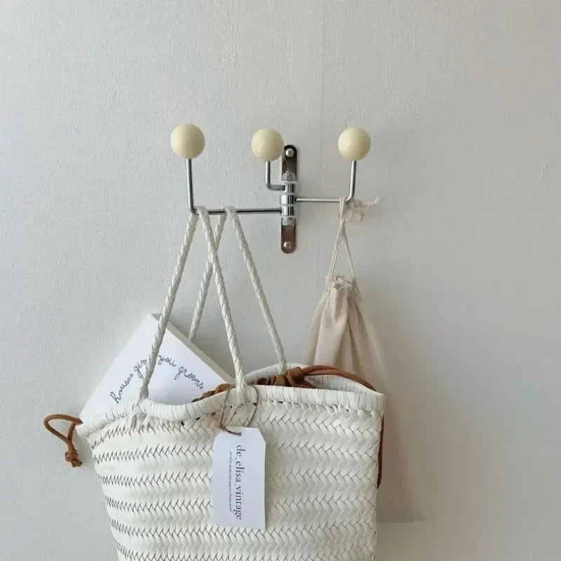Rotating Metal Wall Hook Rack with Rounded Knobs