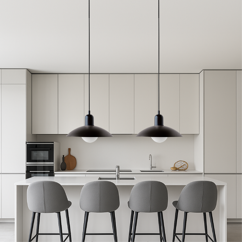 Scandinavian Metal Pendant Light with Wide Curved Shade