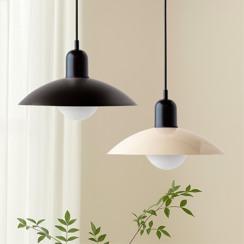 Scandinavian Metal Pendant Light with Wide Curved Shade