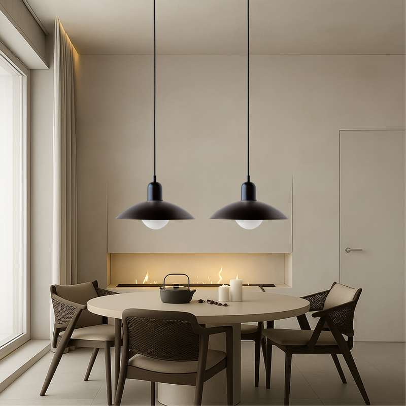 Scandinavian Metal Pendant Light with Wide Curved Shade