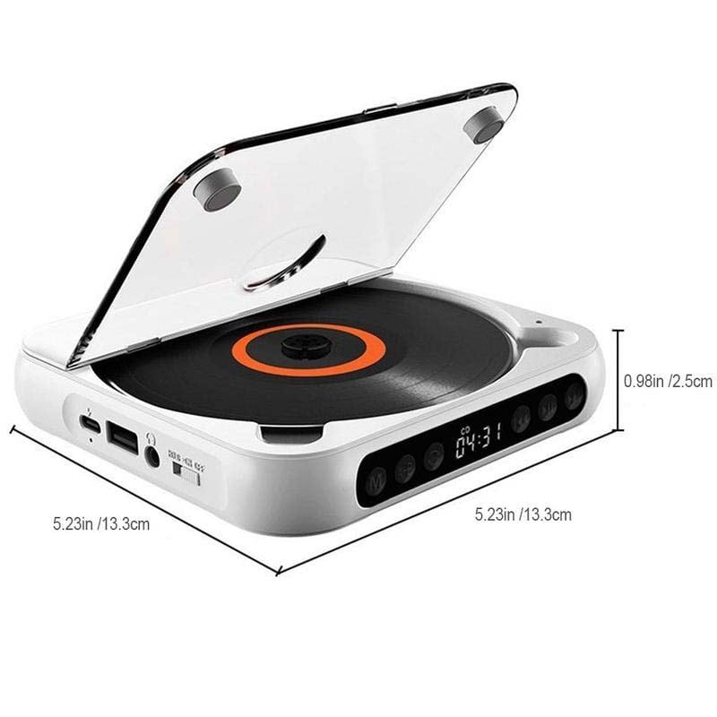 Portable Bluetooth CD Player with Rechargeable Battery and USB-C