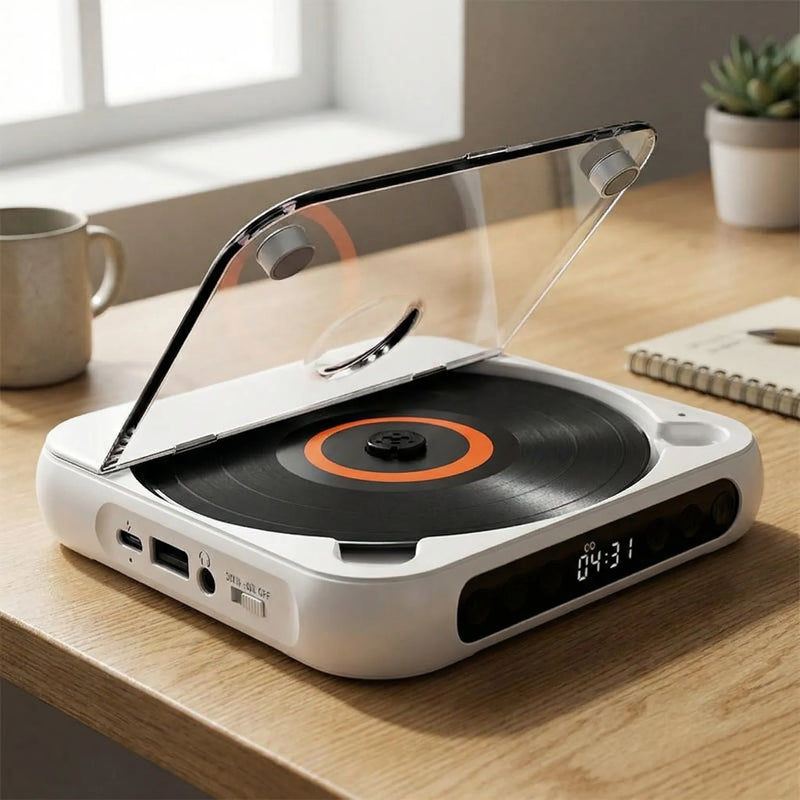 Portable Bluetooth CD Player with Rechargeable Battery and USB-C