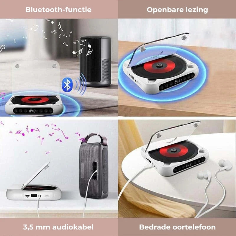 Portable Bluetooth CD Player with Rechargeable Battery and USB-C