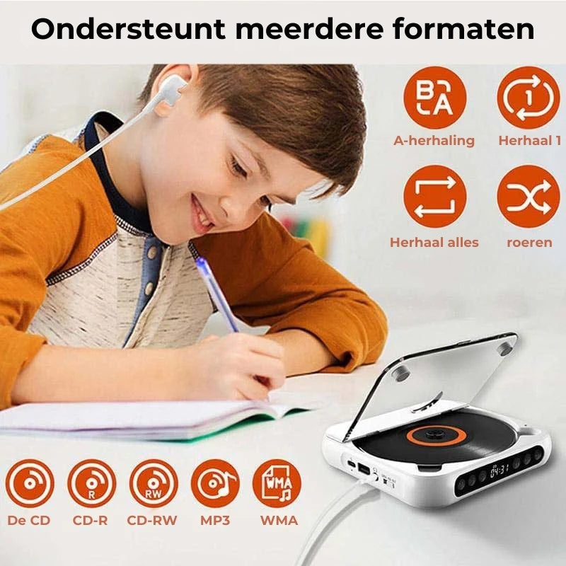 Portable Bluetooth CD Player with Rechargeable Battery and USB-C