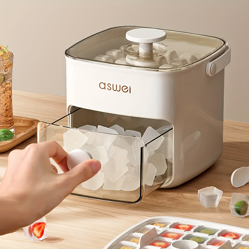Electric Ice Cube Maker with Transparent Ice Drawer and Double Ice Function