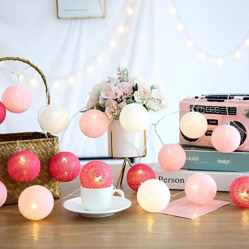 Cotton Ball String Lights with Battery or USB Power Options