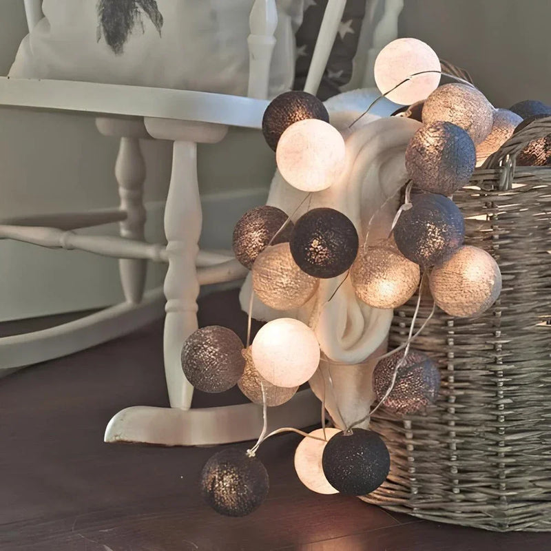 Cotton Ball String Lights with Battery or USB Power Options