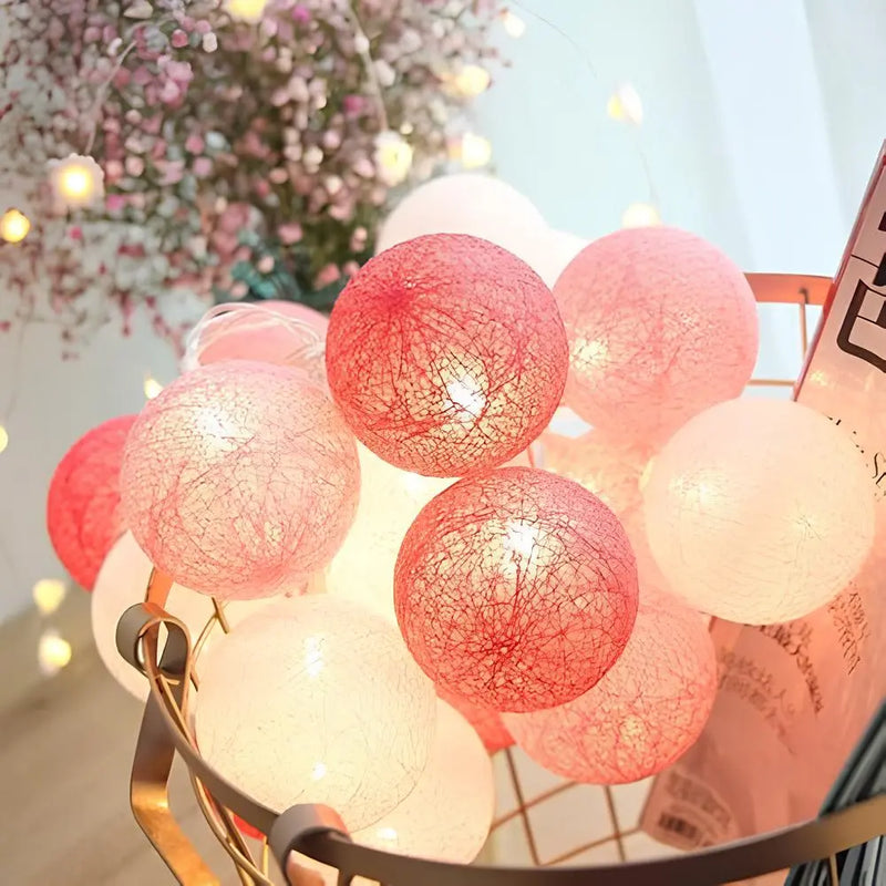 Cotton Ball String Lights with Battery or USB Power Options