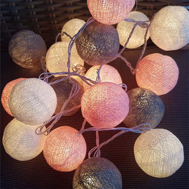 Cotton Ball String Lights with Battery or USB Power Options