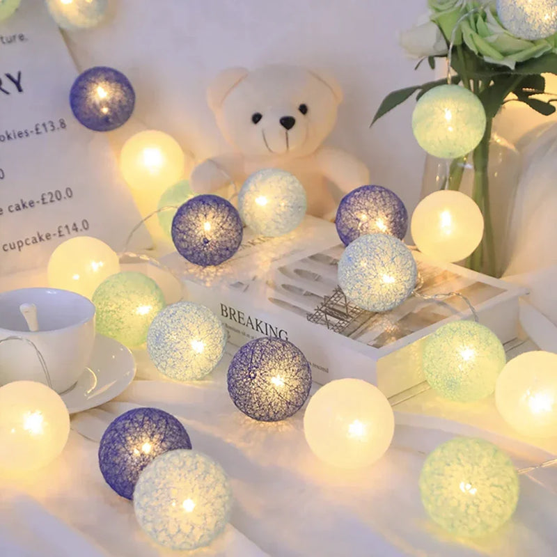 Cotton Ball String Lights with Battery or USB Power Options