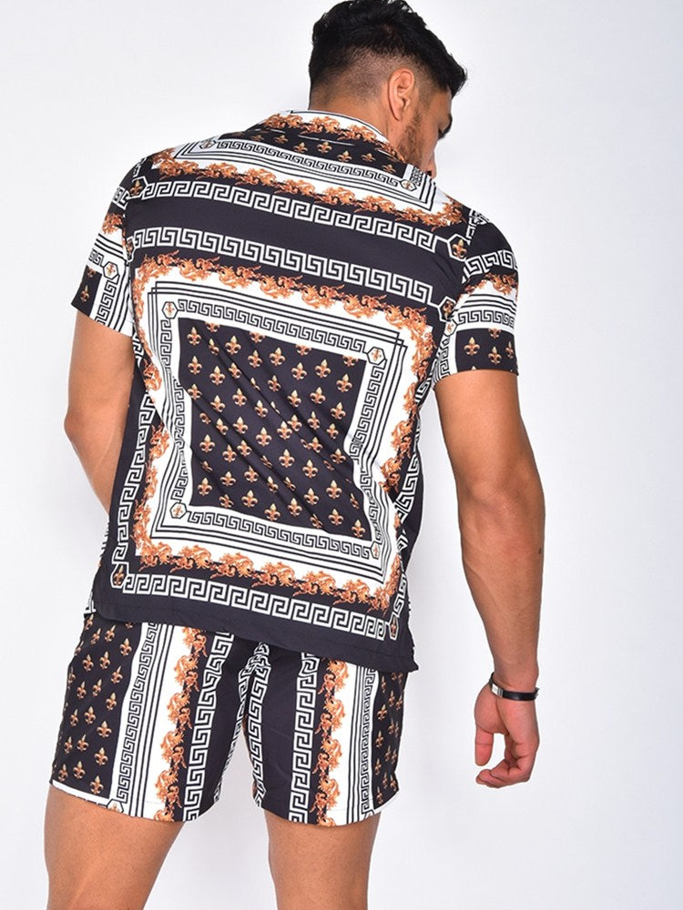 Men's Summer Set with Short Sleeves and Matching Shorts