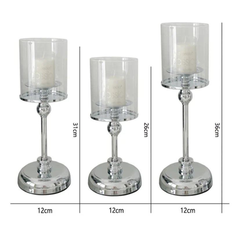 Elegant Metal Candle Holder with Glass Holder for Atmospheric Decoration