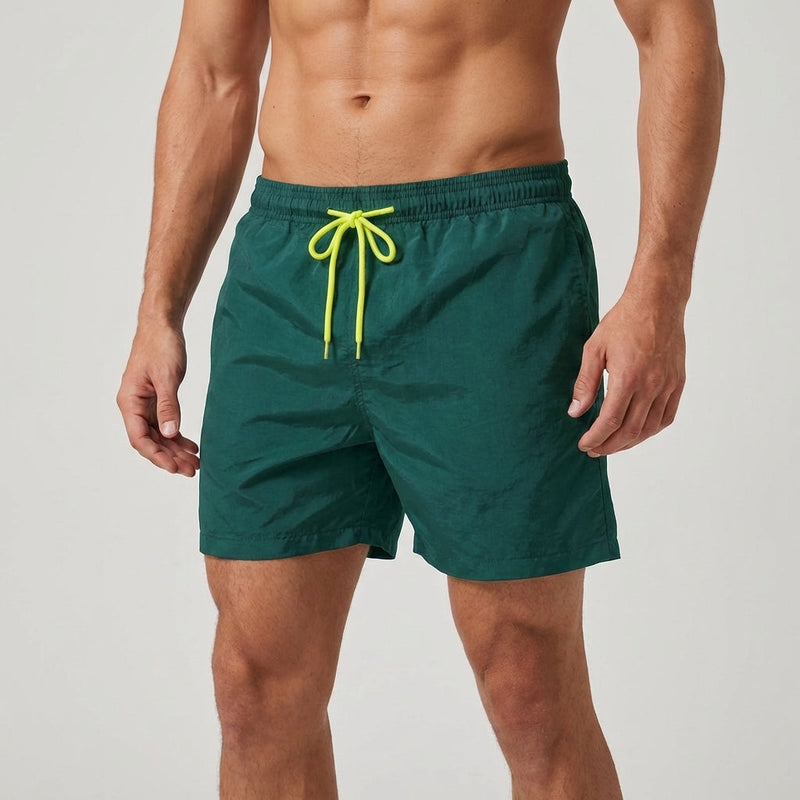 Men's Swim Shorts with Quick-Drying Fabric and Elastic Waist