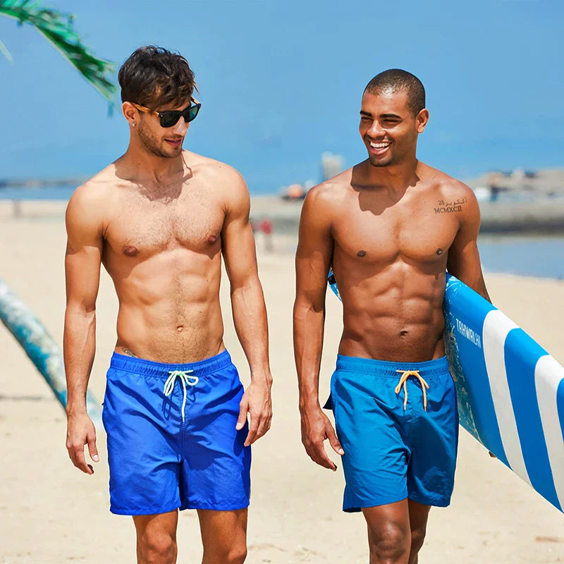 Men's Swim Shorts with Quick-Drying Fabric and Elastic Waist