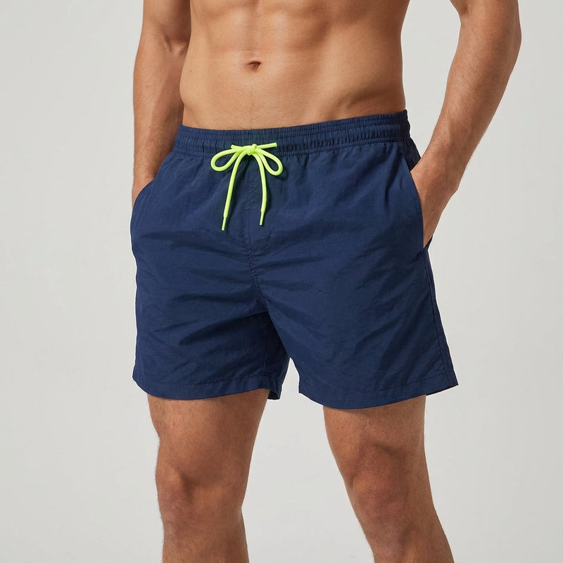 Men's Swim Shorts with Quick-Drying Fabric and Elastic Waist
