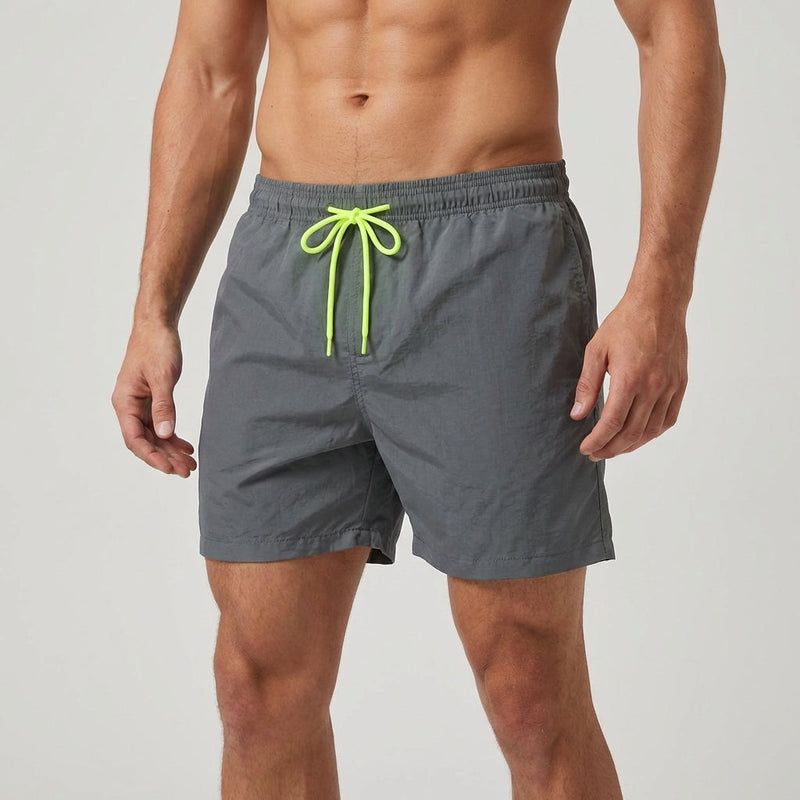 Men's Swim Shorts with Quick-Drying Fabric and Elastic Waist