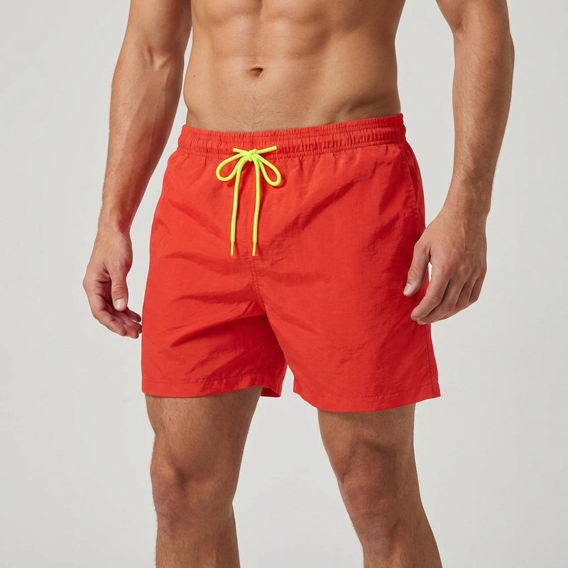 Men's Swim Shorts with Quick-Drying Fabric and Elastic Waist