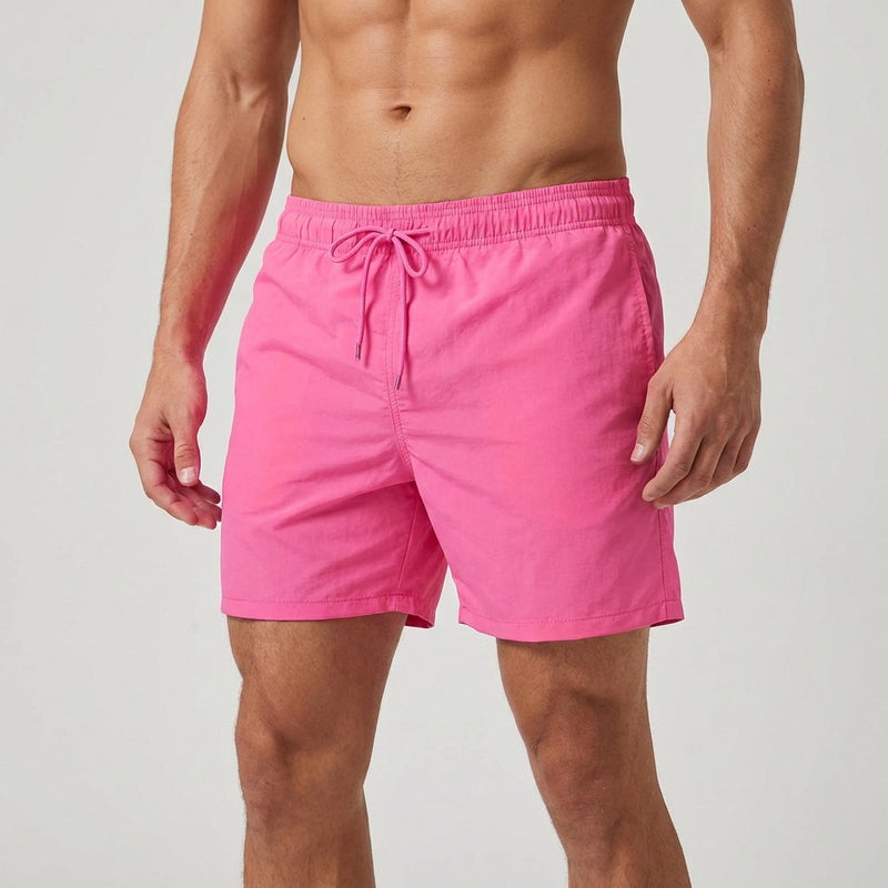Men's Swim Shorts with Quick-Drying Fabric and Elastic Waist